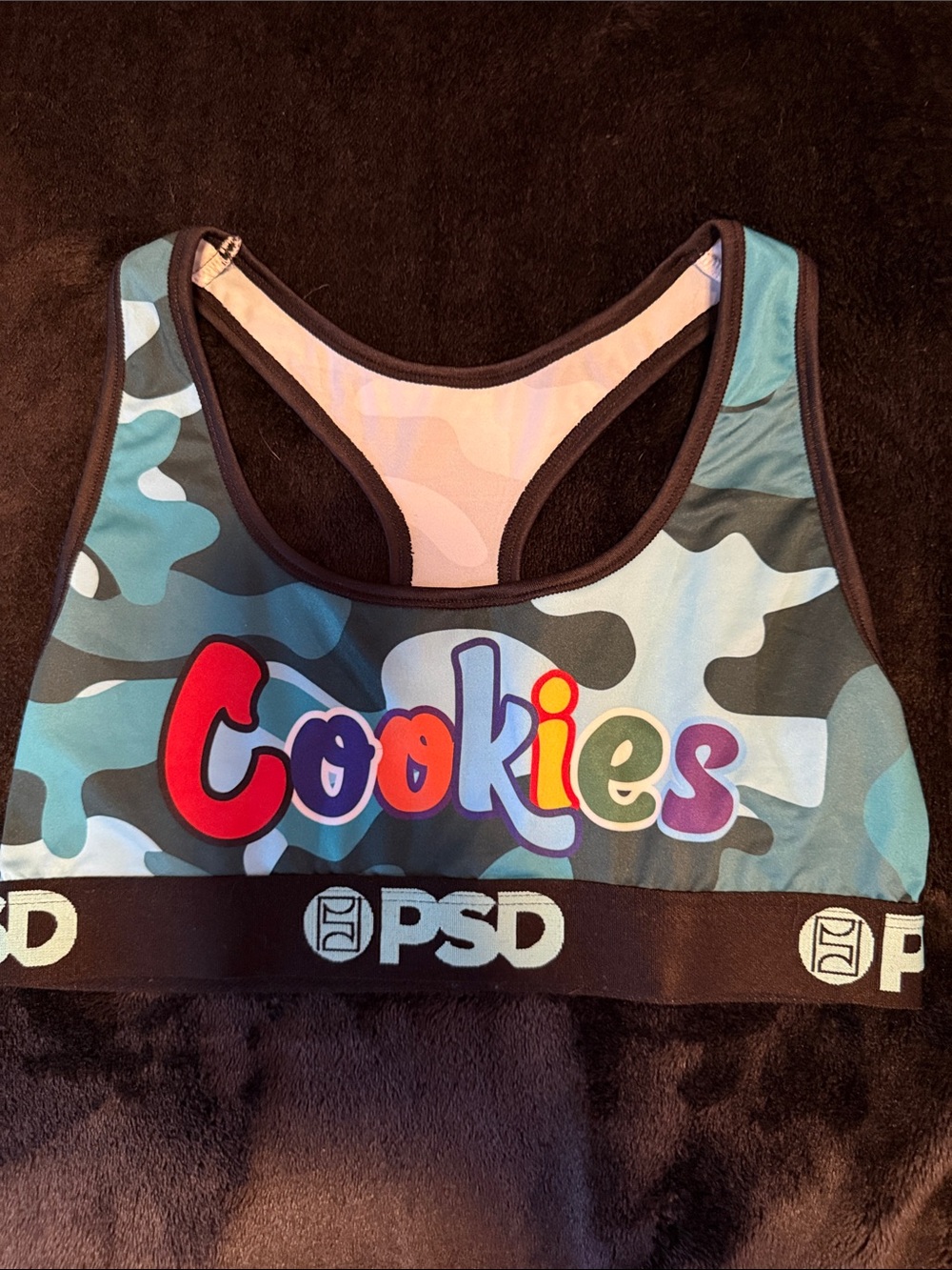 PSD Multicolor 'Cookies' Blue Camo Sports Bra